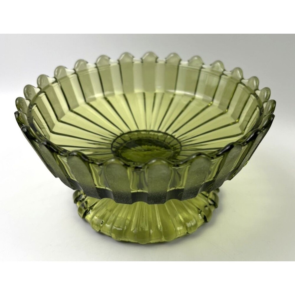 Fostoria Henry Ford Museum Footed Candy Dish in Avocado Green